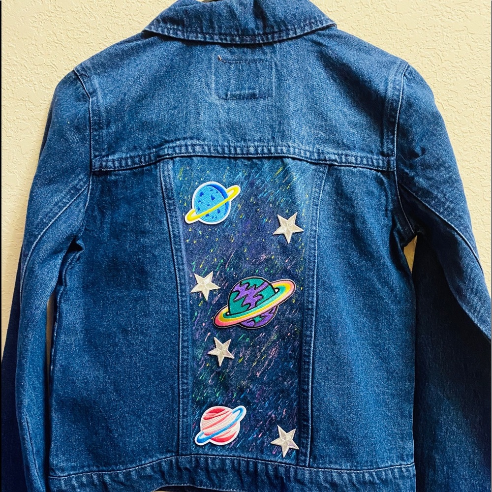 Hand painted custom girls Levi’s denim jacket